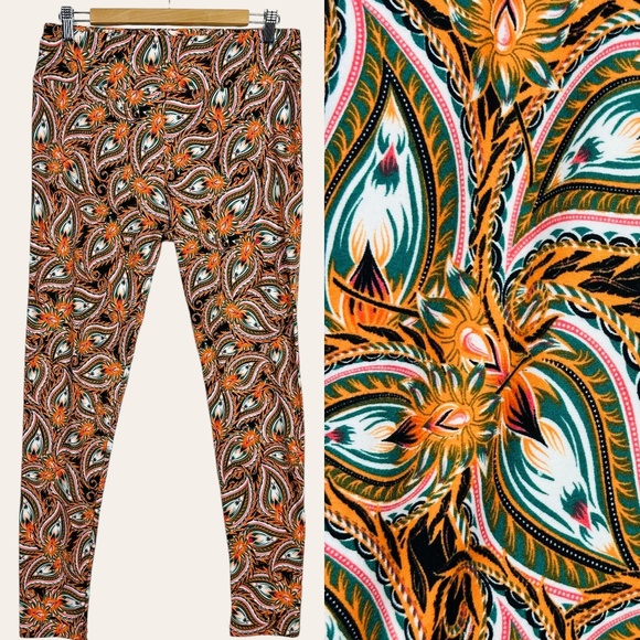 LuLaRoe Trippy Groovy Floral Peacock  Printed Comfy High Rise Casual Leggings TC - Picture 1 of 9